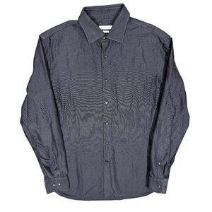 J. Lindberg Slim Fit Dress Shirt Oxford Textured Fabric Navy Blue 43 17 XL